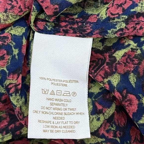 Free People Womens Easy Rider Floral Sheer Button Up Blouse Size M Navy Romantic - Picture 8 of 8